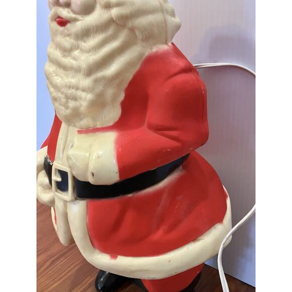 Vintage Santa Claus Blow Mold Lighted Lamp Christmas 17" Hard Plastic 50s-60s - Picture 5 of 8